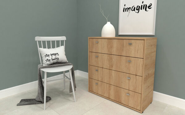 Comoda Cajonera Chifonier 4 Cajones 90 X 92 X 47. Nature