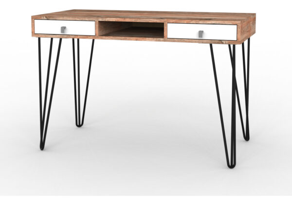 Escritorio Para Oficina Y Hogar Industrial Madera Hierro Melamina 120cm Con Cajones Atakama Blanco Linea Industrial Moderno Epc120 Dielfe