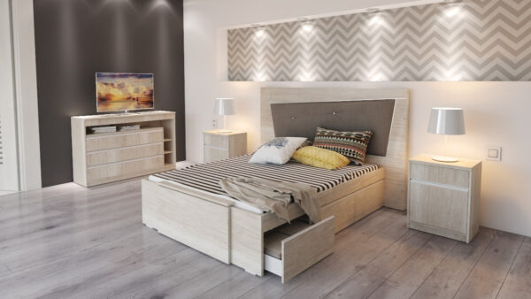 Respaldo Para Sommier Tapizado- Borde De Madera- Kendor