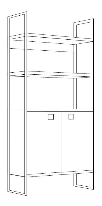 Biblioteca Estanteria Con Puertas Estructura De Caño- Dst 22