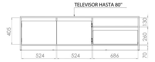 Mesa Rack Tv/ Led 80 Niza. 180 X 51 X 35- 2 Ptas, 1 Cajon
