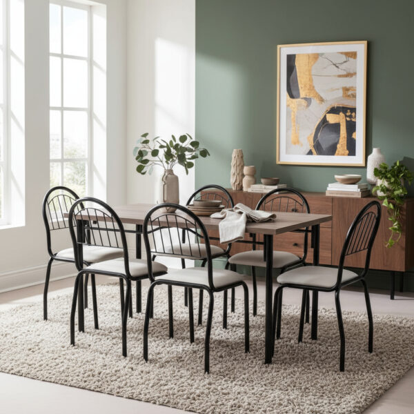 Combo Cocina Comedor Mesa Melamina 140 + 6 Sillas Capri. C16