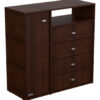 Chiffonier Cajonera Comoda 1 Puerta 4 Cajones Melamina Color Marrón Oscuro(wengue)