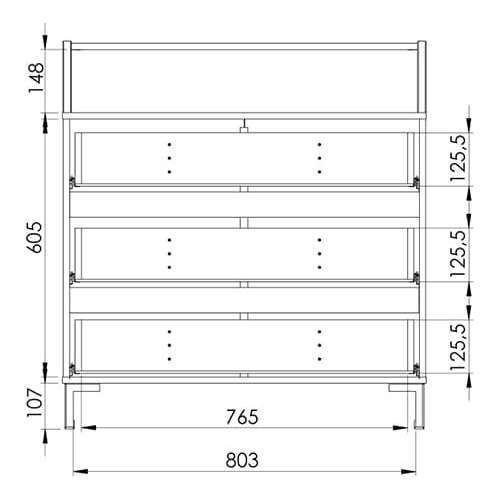 Comoda Cajonera 3 Cajones. Melamina- Caño- 85-90- 47 Cmc90