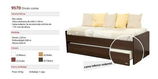 Divan Cama Con Carro Cama. Melamina. Cod. 957