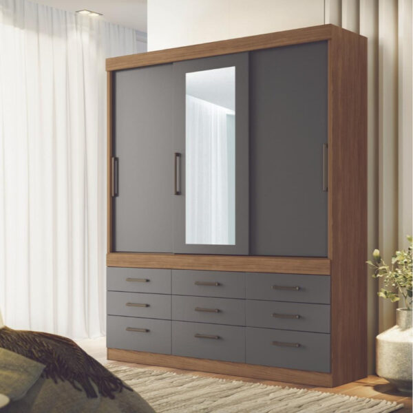 D_757020-MLA79554462471_092024-F.jpg Placard Santos Andirá Click 3.9 Con Espejo Jatobá / Grafito Marrón