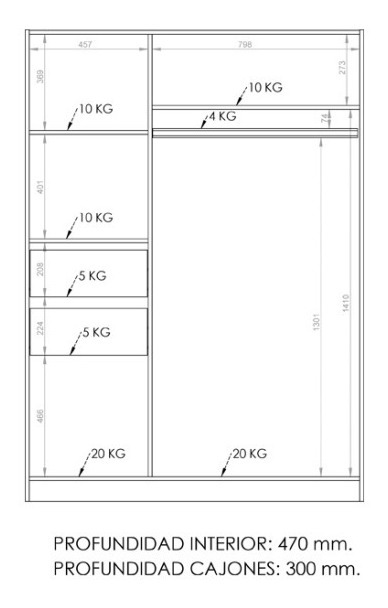D_760381-MLA44613141483_012021-F.jpg Ropero Placard Organizador 2 Puertas 130 X 181 X 51 Ro135