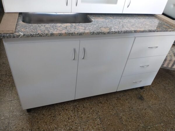 Bajo Mesada 120 X 82 X 56- 2 Puertas- 3 Cajones- Melam 15 Mm