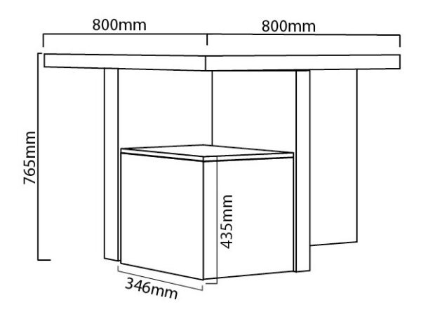 Combo Mesa De Living Cuadrada + 4 Asientos Cubos Dsm 04