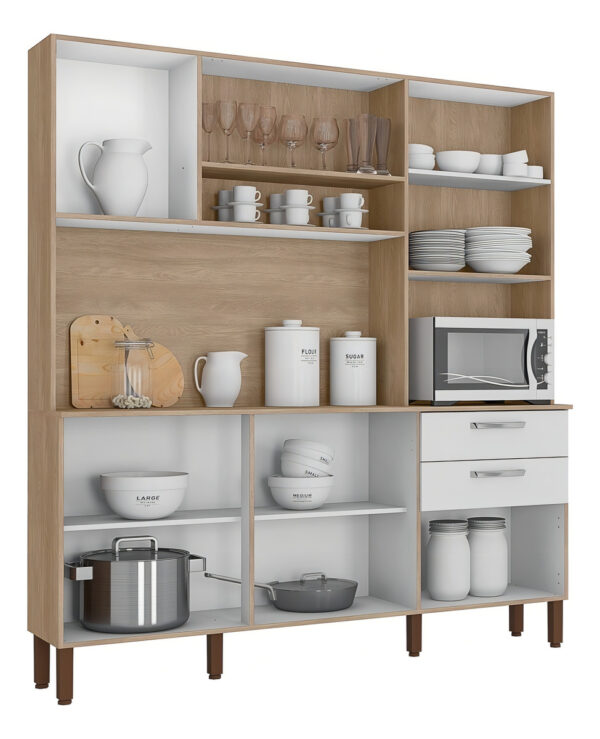 Alacena Cocina Kit's Paraná Ferrara 180 Cm Mdf 6 Puertas 2 Cajones Gris Oscuro