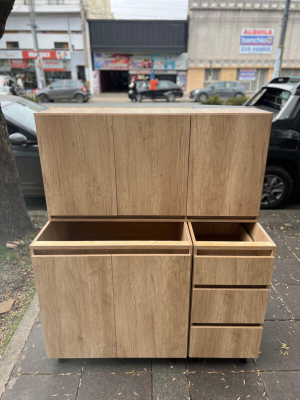 Bajo Mesada + Alacena 1.20 Mts.- Melamina. Sin Manijas. Delf