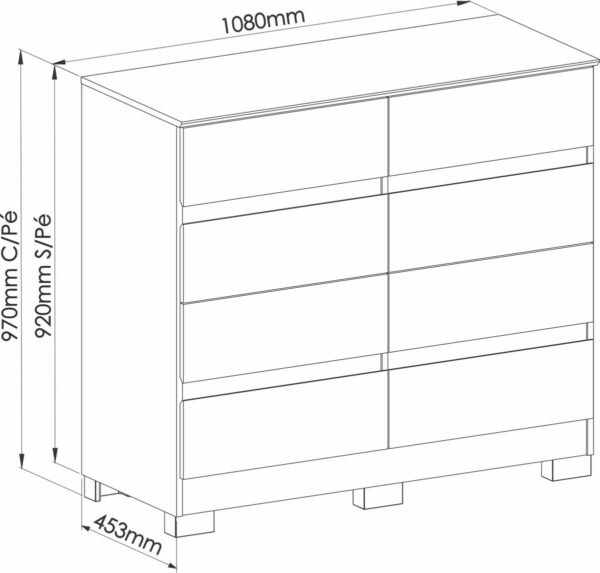 Cómoda Chifonier Cajonera 8 Cajones 108 X 97 5081a