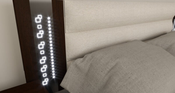 Respaldo P Sommier Tapizado- C Luz Led Y Vidrio Grabado Niza