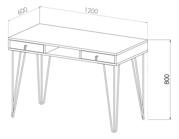 Escritorio Para Oficina Y Hogar Industrial Madera Hierro Melamina 120cm Con Cajones Atakama Blanco Linea Industrial Moderno Epc120 Dielfe