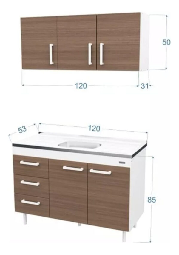 Combo Bajo Mesada + Alacena 120 Cm X 50 Cod. 10139