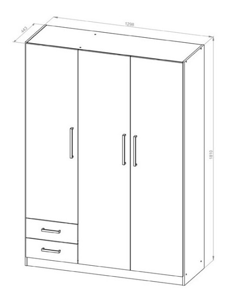 Ropero Placard Organizador 3 Puertas- 2 Cajones- Pac130