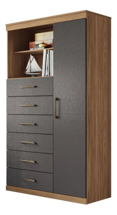 D_776156-MLU74378193611_022024-F.jpg Cómoda Múltiple De 1 Puerta Y 6 Cajones Marabá Wt Jatobá/grafite