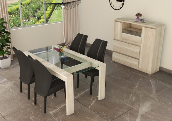 D_779000-MLA83854261555_042025-F.jpg Mesa Cocina 180 X 90. Awen- Patas Melamina Tapa De Vidrio