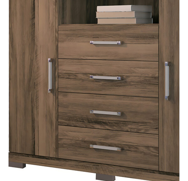 Cómoda De Dormitorio Con 2 Puertas Y 4 Cajones Master Demolition, Color San Brown Marrón