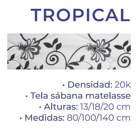 D_780017-MLA49547045015_042022-F.jpg Colchon Espuma 1 Plaza 80 Cm Sabana Matelasea Tropical 80-13