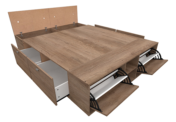 Base Box 2 Plazas 1.40 X 1.90- 4 Caj. Bauleras- 2 Zapateros