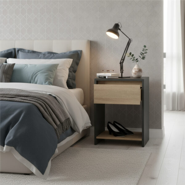 Mesa De Luz Linea Niza 1 Cajon Estante Mln 060- 60 X 45 X 35