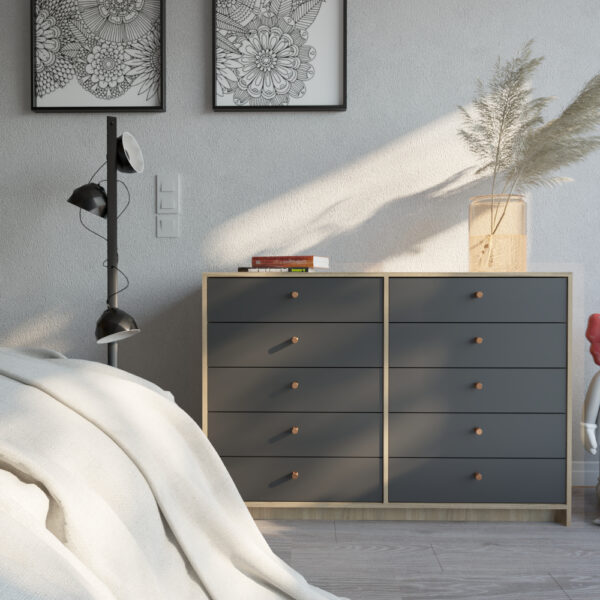 Chifonier 10 Cajones Melamina Minimalista Corredera Metalica