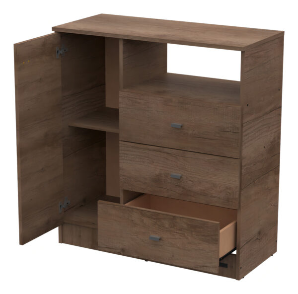 Cajonera Comoda 3 Cajones + Puerta Dormitorio Dakar Zero Color Nebraska Gris