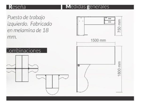 D_792714-MLA46400259769_062021-F.jpg Mesa Escritorio En L, Puesto De Trabajo Izquierdo Cod. 914