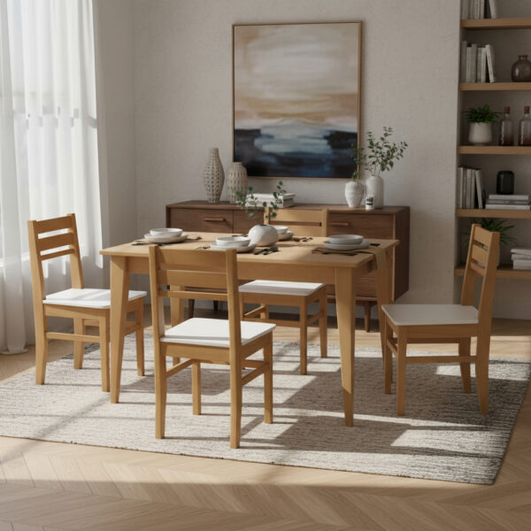 Mesa Comedor Escandinava 1.20 X 90 + 4 Sillas Atlantic- Pino