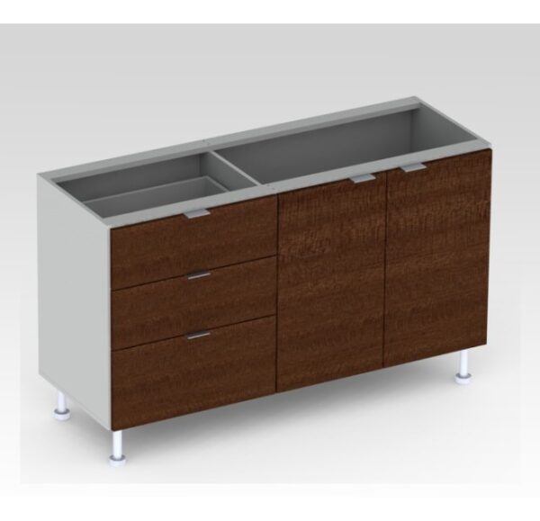 Bajo Mesada. 2 Puertas. 3 Cajones- Ctb140 Melamina 140-85-50