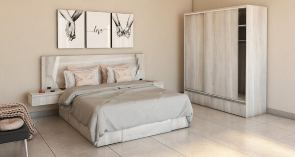 D_800293-MLA83590511670_042025-F.jpg Respaldo Para Sommier Notte. Melamina. Con Led Y Usb