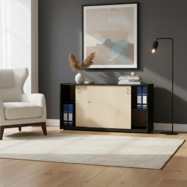 Biblioteca Baja De Oficina. 2 Puertas, Con Llave. Cod. 921