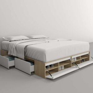 Base Box P- Sommier 180 X 200- 4 Cajones- Estantes- Cod 6444