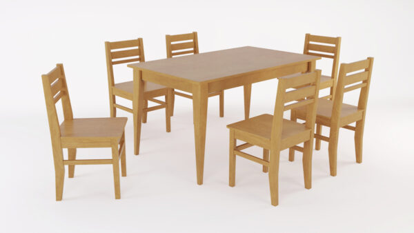 Mesa Comedor Escandinava 1.50 X 90 + 6 Sillas Atlantic- Pino