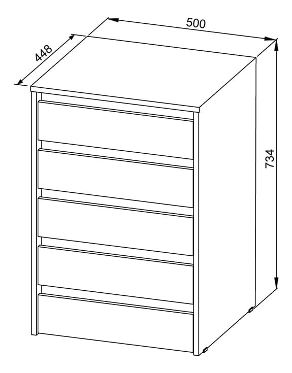 Cajonera Chiffonier 5 Cajones Para Interior Placard. Cpd5c