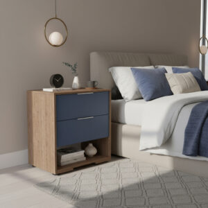 Mesa De Luz 2 Cajones Con Nicho Inferior. 60 X 55 X38 Dld 01