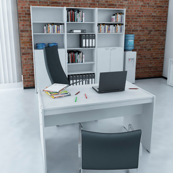 Biblioteca Estantería Piro Melamina Blanca 200x76x36cm Moderna Blanco