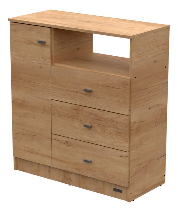 Cajonera Comoda 3 Cajones + Puerta Dormitorio Dakar Zero Color Nebraska Natural