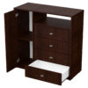 Chiffonier Cajonera Comoda 1 Puerta 4 Cajones Melamina Color Marrón Oscuro(wengue)