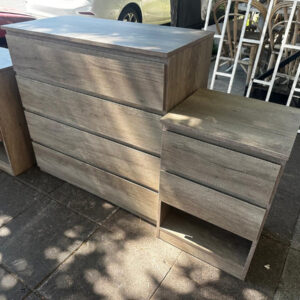 Comoda 4 Cajones + 2 Mesas De Luz 2 Cajones Nebraska Gris