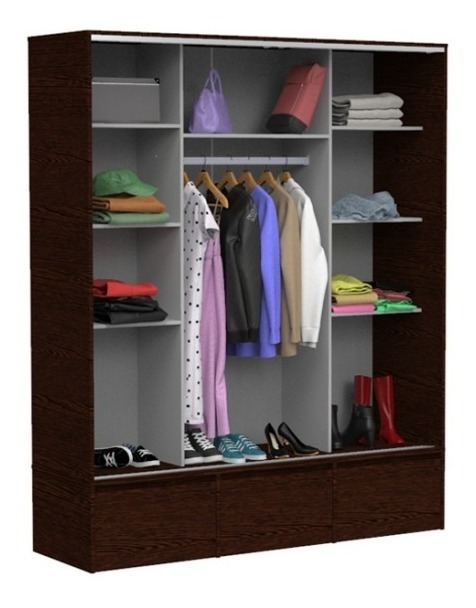 Ropero Placard Organizador- 2 Ptas Corred. 3 Caj. Pc-180