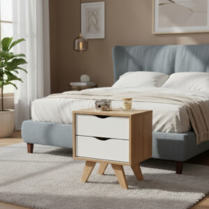 Mesa De Luz 2 Cajones Con Patas 40 X 40 X 50- Cod. 237-2