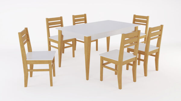 Mesa Comedor Escandinava 1.50 X 90 + 6 Sillas Atlantic- Pino