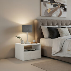 2 Mesas De Luz Flotante- 1 Cajon- Espacio- - Mlf 040