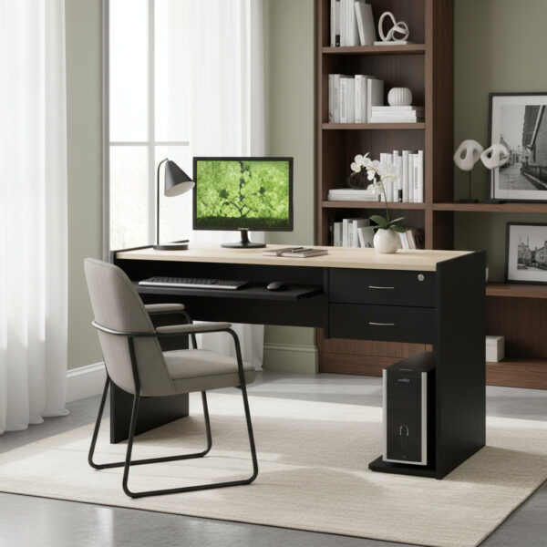 D_821338-MLA92897525976_092025-F.jpg Mesa Escritorio P- Pc Con 2 Cajones- Melamina 18 Mm Cod 902