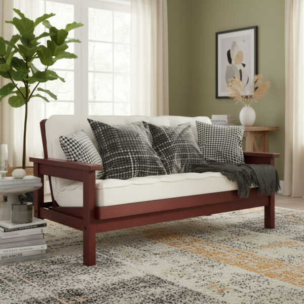 Futon 3 Cuerpos Pino Lustrado. Con Colchon Comun- Cod. 401