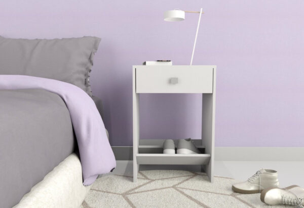 D_823834-MLA87559921665_072025-F.jpg Mesa De Luz 1 Cajon. Melamina. Espacio P/ Zapatos. Cod. 6420