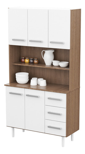 Mueble De Cocina Multiuso Aparador Mosconi Mezzo/blanco Color Carvalho Mezzo/blanco