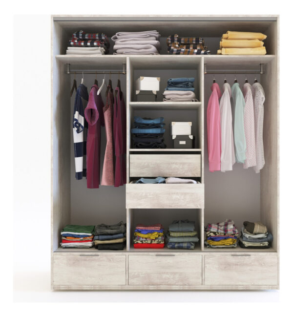 Ropero 3 Puertas, 2 Cajones Internos- 180 X 218 X 58- Duo 03